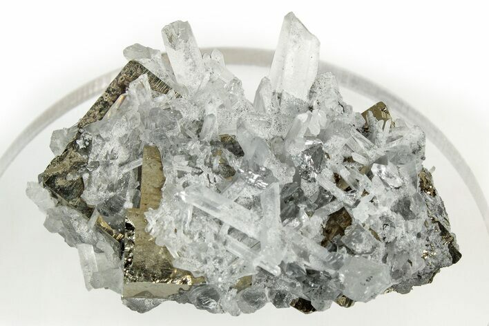 Clear Quartz Crystals on Cubic Pyrite - Peru #347640